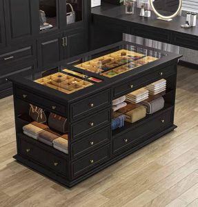European-style Island Cabinet for Closets, Integrated Storage Chest, French High-end Jewelry Cabinet auto draft